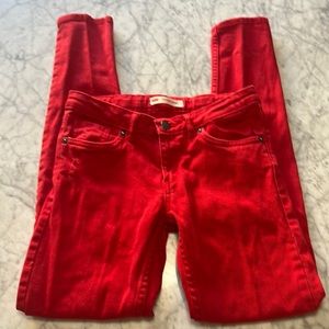 Levi’s | Red Distressed Skinny Jeans Sz 14